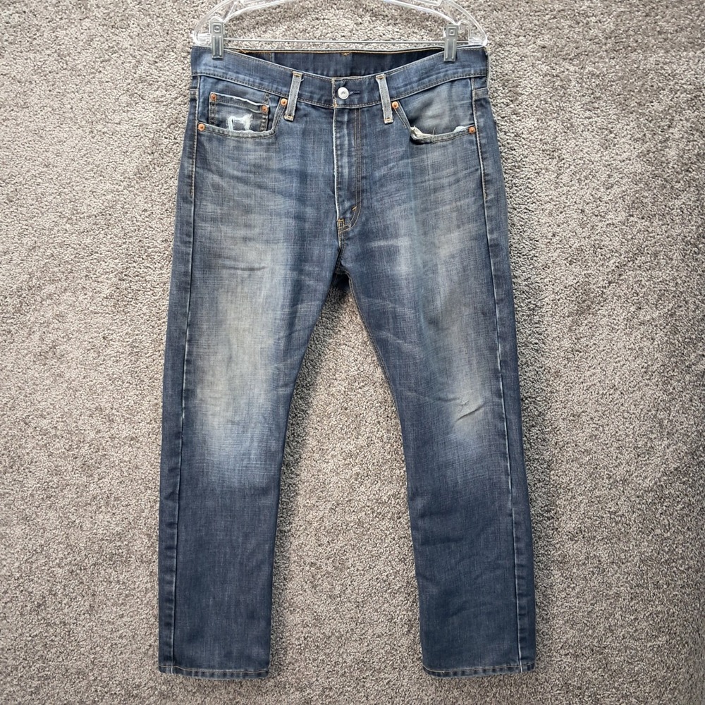 Levis 512 Slim Taper Mens Blue Denim Jeans 34x30 Medium Wash WaterLess 7002
